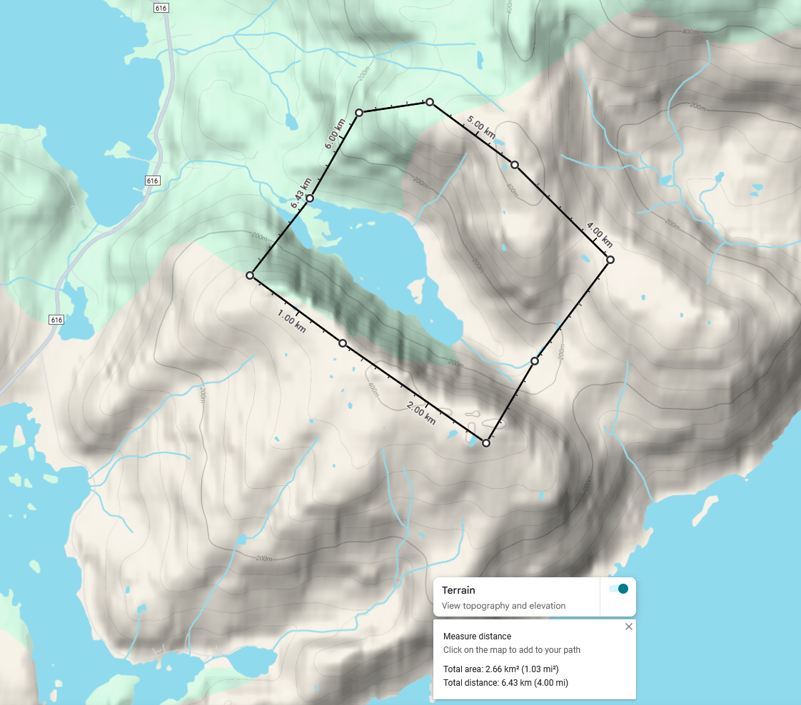 Watershed catchment measurement example